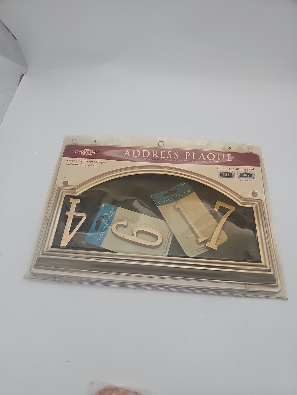 DeSign-it Address Plaque Kit Brass Gold Frame New House Numbers 1 467 Num. Incl